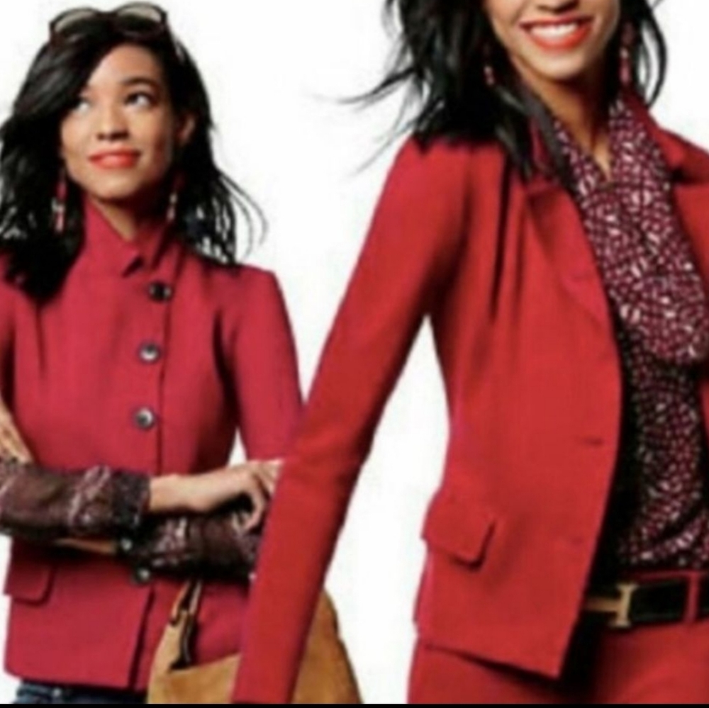 Like New! Cabi Outing Knit Blazer in Rhubarb Red